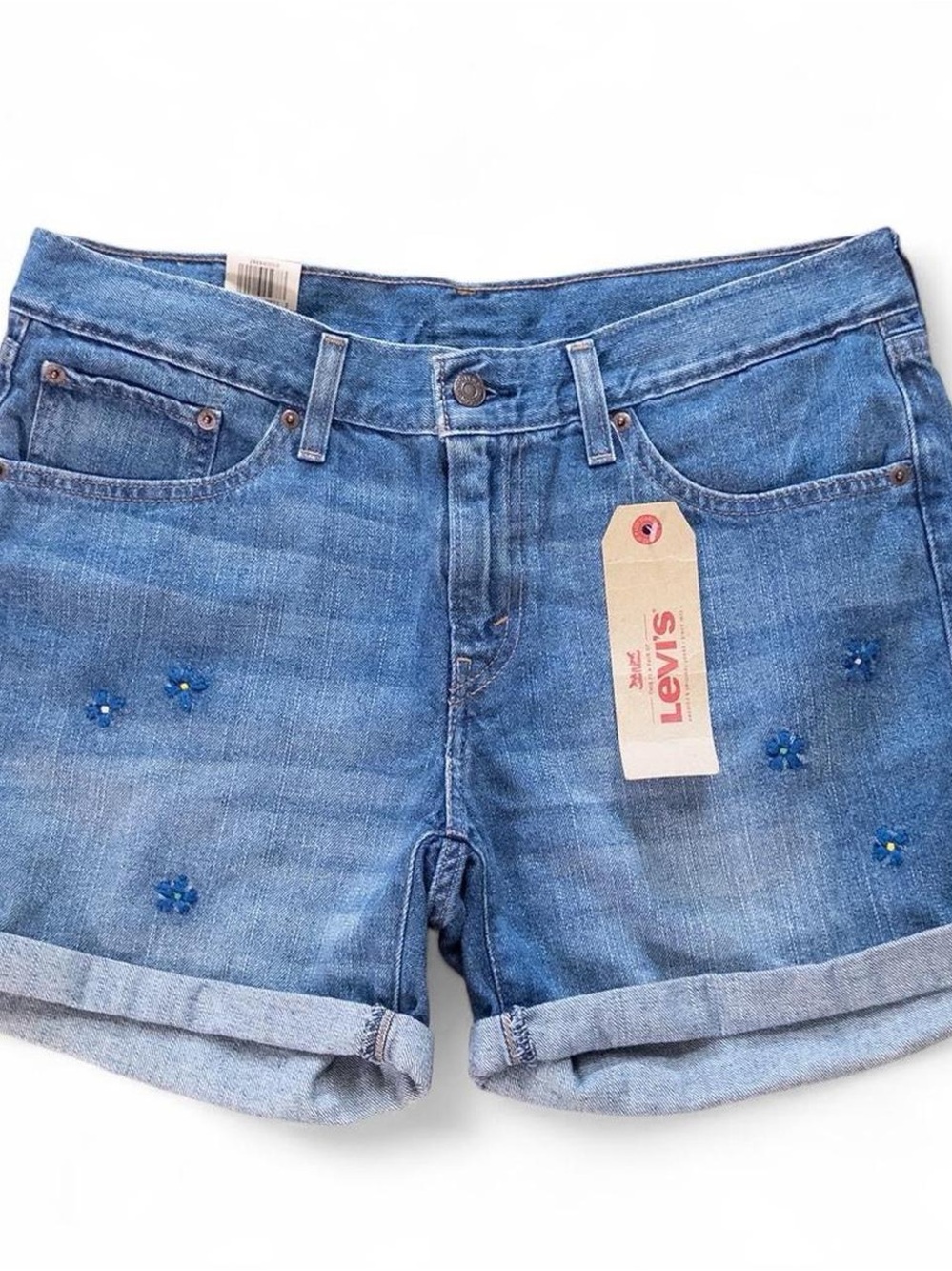 NWT Levi’s Classic Floral Embroidered Denim Shorts Size 30